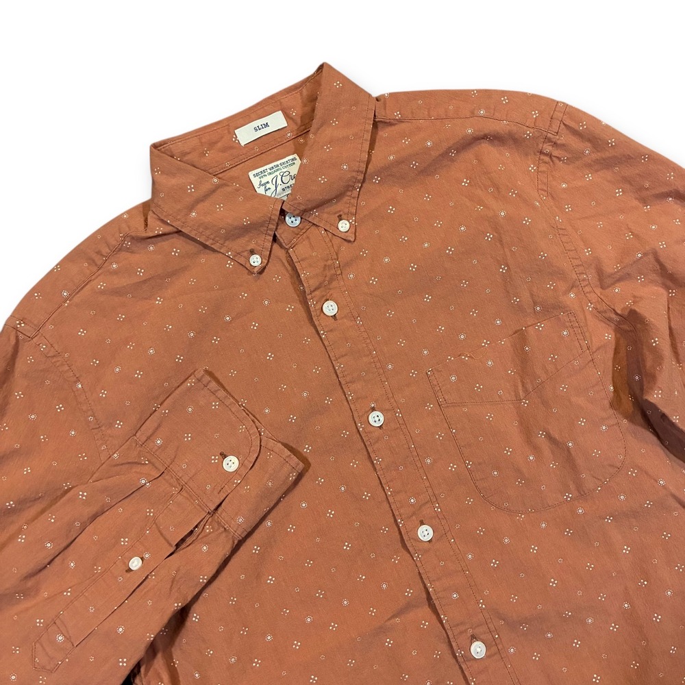 J.Crew Mens Slim‎ Secret Wash Shirt Small Orange Button Down Stretch
